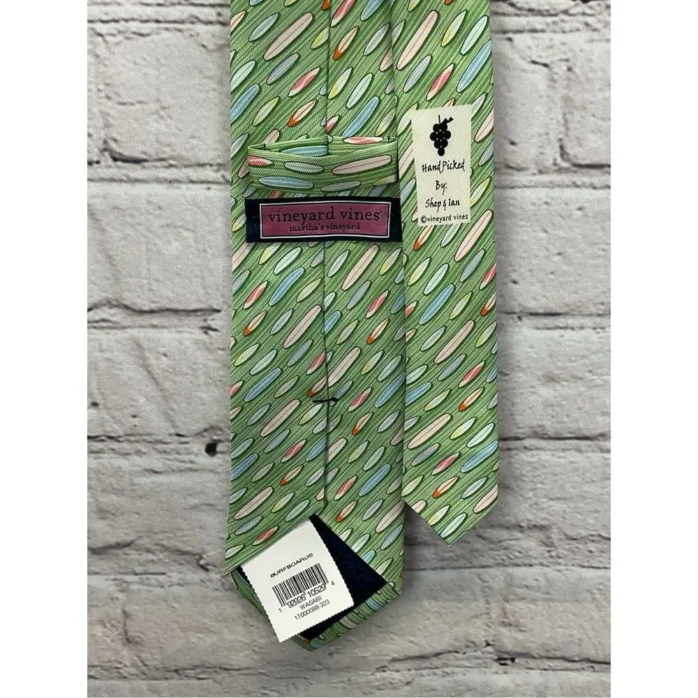 Vineyard Vines Tie Mens Silk Multicolor Surfboard Print Coastal Business Casual